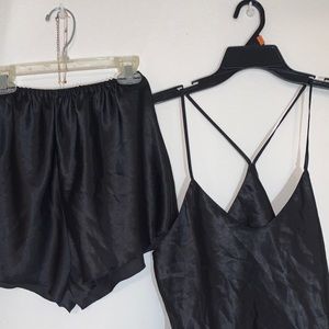 Black Matching Silky PJ Set